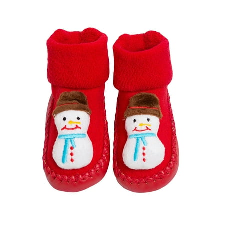 

Knosfe Spring Summer Fall Infant Baby First Walkers Children 1Y-3Y Christmas Toddler Non-Slip Slippers
