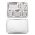 thumbnail image 1 of 1 Ensemble de Nourriture 5 Compartiments Assiette Divisée avec Couvercle Cantine Scolaire Support Alimentaire en Acier Inoxydable, 1 of 8
