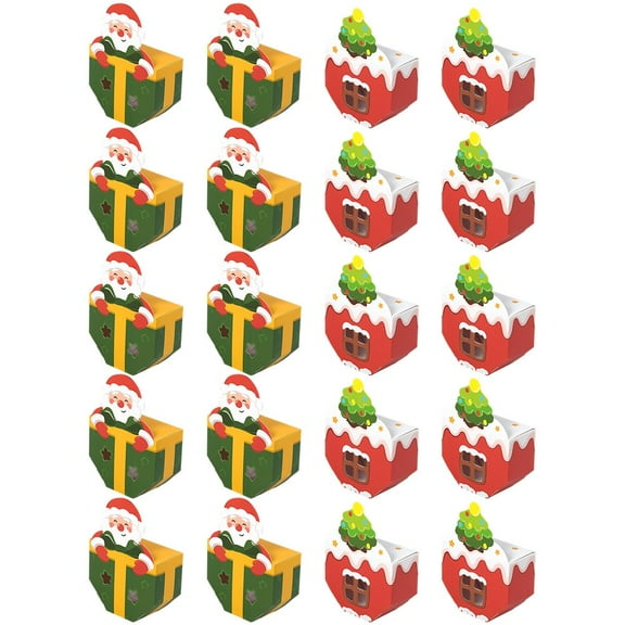 20Pcs Cartoon Mini Christmas Packaging Box Christmas Tree Santa Claus DIY Candy Storage Box Handmade Xmas Gift Box