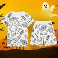 thumbnail image 2 of TBWNWG Ensembles et Ensembles pour Garçons Ensemble de Pyjama à Imprimé d'Halloween Confortable Manches Courtes Col Rond Shorts pour Enfants Tenue de Détente Décontractée 2-12 Ans, Tailles 4-5 Ans, 2 of 3