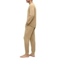 thumbnail image 5 of yuCgh Men's Pajama Set with Long Sleeve and Long Pants, Two-Piece Henley Collar Design for Comfortable Sleepwear, Breathable and Soft for Nighttime Lounge,Camel 3XL, 5 of 9