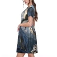 thumbnail image 2 of Disketp Mountain White Dragon para Vestido de Manga Corta para Mujeres, Vestidos de Verano para Mujeres, Casual y Holgado para la Playa, 2 of 6