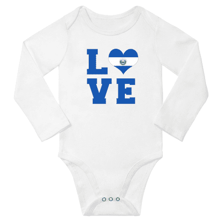 

Love El Salvador Heart Flag Baby Long Slevve Romper (White 18-24 Months)