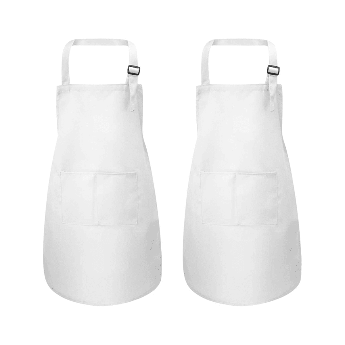 24-Piece Apron and Chef Hat Set, Adjustable Children's Apron with Pockets (White, Suitable for 2-6 S)