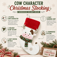 thumbnail image 3 of Cow Christmas Stocking with Green and Red Scarf and Red Cuff for Fireplace Mantel Decor, 3 of 8