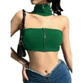 thumbnail image 2 of Liacowi Women Strapless Tube Tops Knitted Halter Neck Zipper Bandeau Crop Tops Aesthetic Clothes Party Tops, 2 of 5