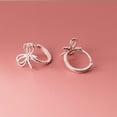 thumbnail image 5 of Solid 925 Sterling Silver Bow Hoop Earrings Ribbon for Women Teens Bowknot Hoop Earrings Huggie, 5 of 6
