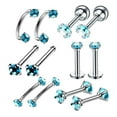 thumbnail image 3 of serony 12 Pcs Bijoux Perçage Lèvres Nez Ongles en Zircon Coloré en Acier Inoxydable Bleu, 3 of 4