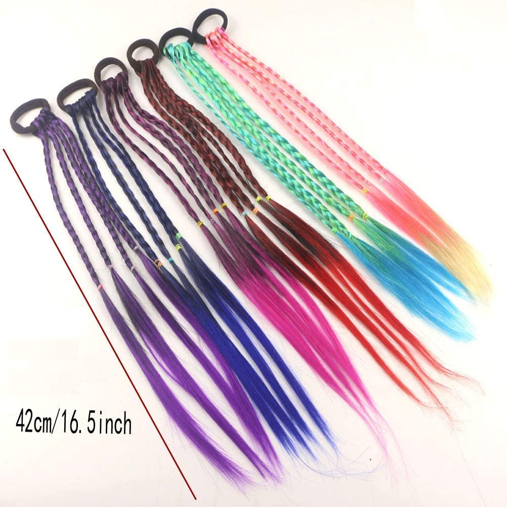 Girl Hair Extension Accessories-Rubber Band Elastic Band Hairstyle Ponytail Braid Beauty Hair Band Twist Colorful Wig Braid Head Rope Girl Dress Beautification Hair Accessories (Multicolor - 6Pcs)