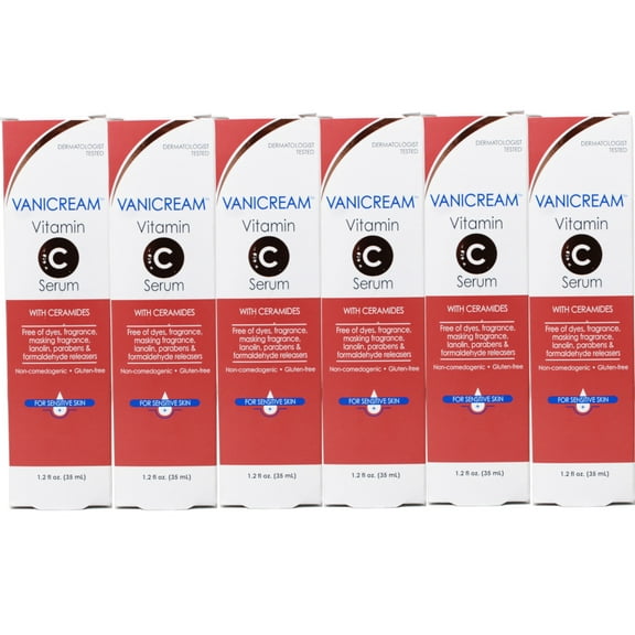 6 Pack - Vanicream Vitamin C Face Serum with Ceramides for Sensitive Skin - 1.2 fl oz