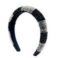 thumbnail image 2 of Qarigey Diadema con cuentas de cristal, esponja gruesa Flexible, Color a juego, tejido con diamantes de imitación, tocado para mujer, adorno de boda Accesorio para el cabello Blanco claro + negro Qarigey  AP010972-06B, 2 of 6