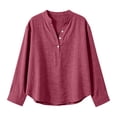 thumbnail image 4 of BODOAO Linen Tops for Women Travel Top Skin-Friendly Tops Loose Fit Flowy Shirts Boho Tops Tunic Tops Lightweight Plain Blouses Lounge Henley Neck Summer Casual Top Brick Red M, 4 of 7