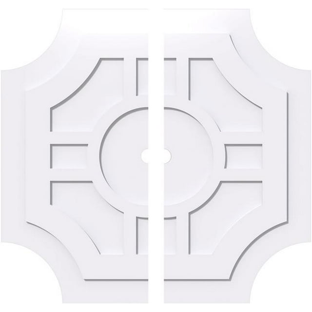 Ekena Millwork CMP40HS2-02000 40 in. OD x 2 in. ID Square Haus Architectural Grade PVC Contemporary Ceiling Medallion - 2 Piece