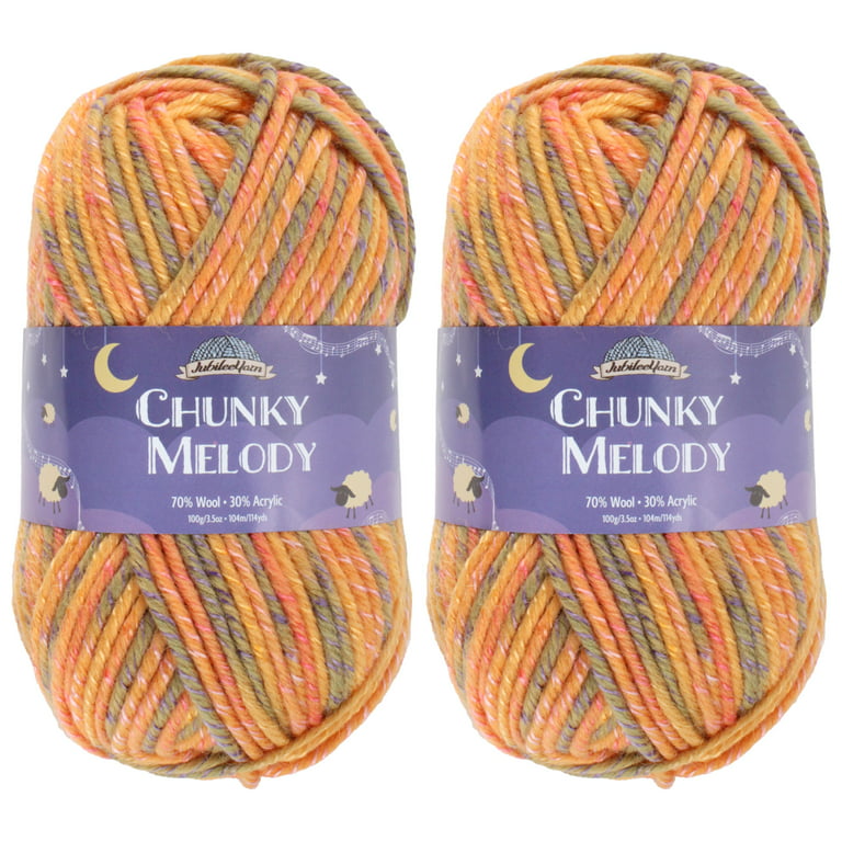 Chunky Melody Medium Weight Yarn - Orange Maize - 70% Wool 30% Acrylic  Blend - 100g/skein - 2 Skeins