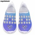 thumbnail image 1 of Doginthehole - Zapatos planos informales con estampado de dientes de dibujos animados para mujer, cómodos y transpirables, de malla, para hospital y enfermería, 1 of 5