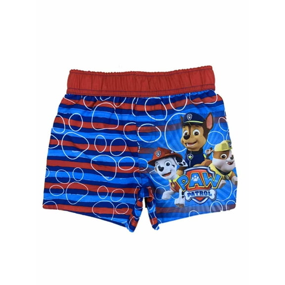 Paw Patrol Red & Blue Striped Toddler Boys Swim Trunks Board Shorts 2T