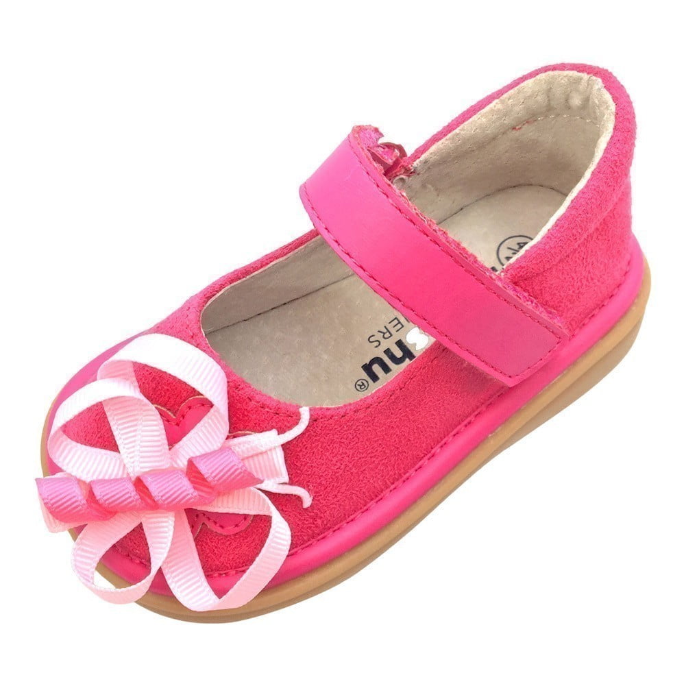 Little Girls Pink Suede Squeaky Mary Jane Shoes