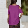 thumbnail image 6 of iHengLiXing Plus Size Spring Tops for Women 2025 Dressy Casual Women Summer Sexy T- Shirt Cold Shoulder Pullover Blouse-Neck Short Sleeve Solid Purple L, 6 of 6