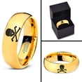 thumbnail image 4 of Tungsten Skull and Cross Bone Heart Emoji Eyes Band Ring 7mm Men Women Comfort Fit 18k Yellow Gold Dome Polished, 4 of 4