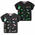 thumbnail image 2 of Cethrio Kids Boys Casual Shirts- Short Sleeve Fashion Crew Neck Cotton Printed Boys Summer Clothes Black Size 1-2 T, 2 of 10