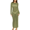 thumbnail image 2 of LOVZFMLL Robes Femmes Robe Perles Robes d'Été pour Femmes Robe Longue Maxi pour Femmes Robe de Plage Biker Robe de Couverture Robe Longue à Manches Longues en Maille Transparente, 2 of 3