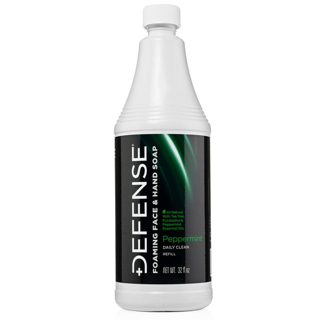 Jabón espumoso para rostro y manos Defense Peppermint, 946 ml, recambio
