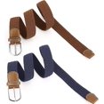 thumbnail image 2 of BRILLAR Cinturones trenzados para mujeres y hombres, paquete de 2, cinturilla elástica de lona, ​​marrón y azul marino, 2 of 5