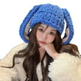 thumbnail image 1 of CSChome Knitted Hat Women Winter Hat Long Bunny Ear Decor Knitted High Elasticity Warm Thick Soft Ear Protection Solid Color Windproof Slip, 1 of 7