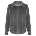 thumbnail image 4 of Yangnuo Womens Trendy Fashion Gold Velvet Lapel Buttoned Shirts Blouses Tops Women's Solid Color Elegant Metallic Velvet Long Sleeve Top, 4 of 4