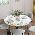 thumbnail image 2 of Sunflower Fitted Tablecloth with Elastic Edged, Round Table Cloth for Dining Table, Yellow Floral Pastoral Botanical Leaves Waterproof Oil Proof Table Cover for Indoor Outdoor 36"-44", 2 of 8