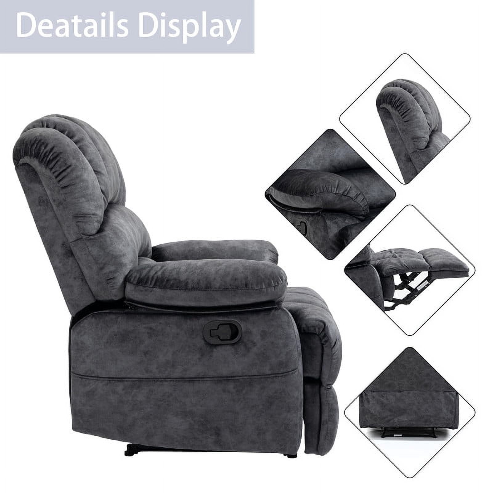 Extra Large Manual Recliner Chair for Comfortable Seating - 40" Wide, Overstuffed Arm and Backrest, Ideal for Living Room, Bedroom, Home Theater