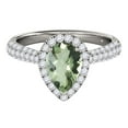 thumbnail image 2 of Aonejewelry 1.55 Ct. Ttw Diamond and Pear Shaped Green Amethyst Ring in 10K White Gold, 2 of 4