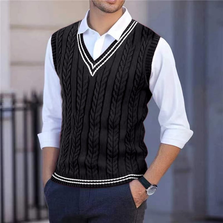 RMGVDSD Men's Sweater Vest Slim Fit Casual Knit Sleeveless