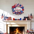 thumbnail image 6 of FastXmas 4th of July Decoration, Wooden Welcome Wreath For Front Door Red White And Blue Star Sign Patriotic Memorial Day Porch Wall Door Outside 250th Anniversary Decor(12*12 In), 6 of 8