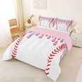 thumbnail image 2 of Castle Fairy Baseball Ice Cream Queen Comforter Set 3 Pieces, Sport Theme Comforter Sets Queen, Pink Blue White,Pink Reversible,1 Comforter and 2 Pillowcases, 2 of 6
