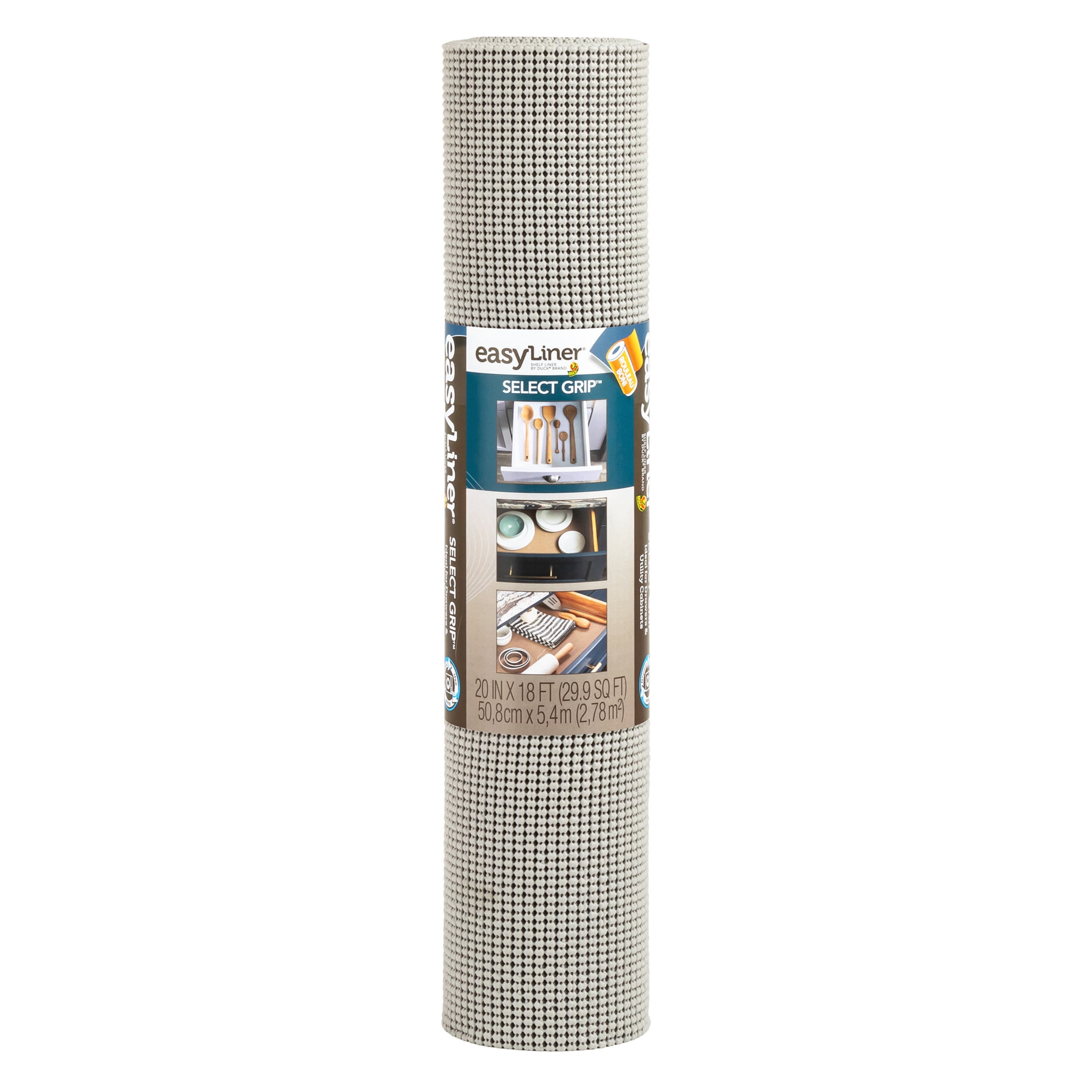 (2 pack) EasyLiner Select Grip Shelf Liner, Light Gray, 20 in. x 18 ft. Roll
