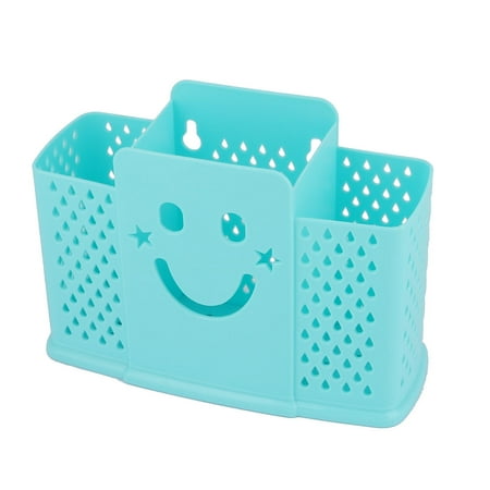 - Kitchen Hollow Out Plastic Spatula Spoon Hanging Chopsticks Holder Basket Blue