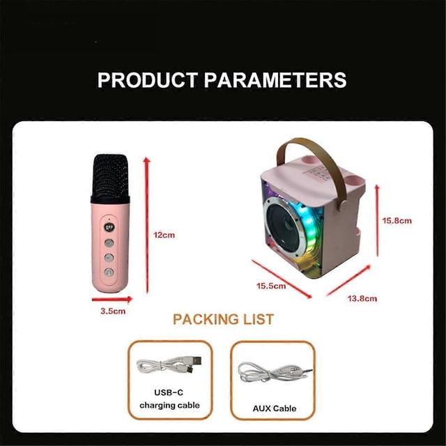 High Power Karaoke Bluetooth Speaker Music Rhythm Light Stereo Surround Wireless Subwoofer with Dual Microphone