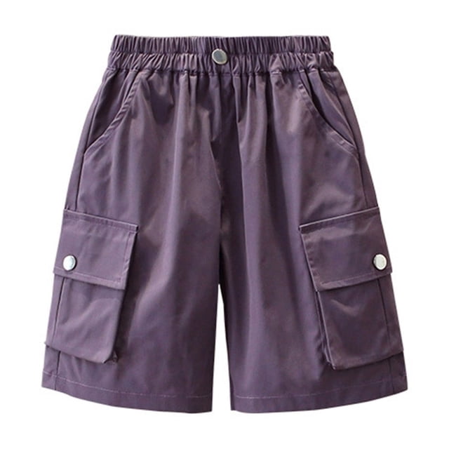 WEIYLL Boys Pants Spring Summer Street Pocket Drawstring Stretch Waist Color Cargo Purple Going Out Fall Bottoms size 6-7 Years