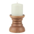 thumbnail image 5 of Stonebriar Natural Turned Wood Pillar Candle Holder, Brown, 4", 5 of 6