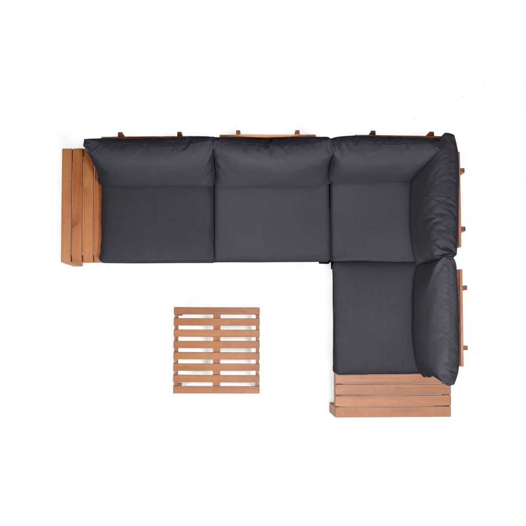 Amazonia Giffo 3 Pieces Teak Patio Conversation Set with Black Cushions - image 3 of 9