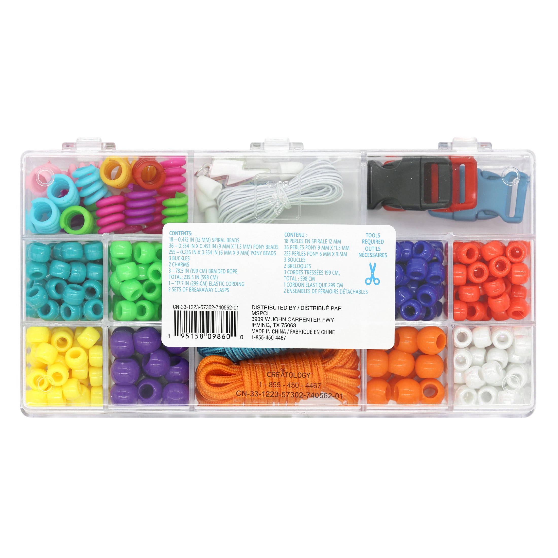 Sports Paracord Bead Kit by Creatology – Assorted Beads - Charms - Braided Ropes & Cord for Kids’ Jewelry & DIY Crafts - 12 Pack