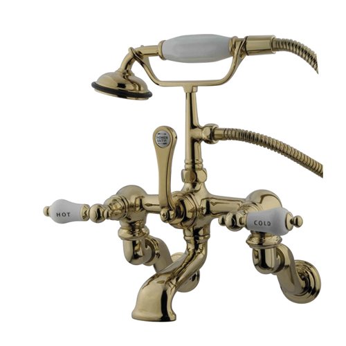 Kingston Brass AE23T7 Vintage Badewannen-Armatur – Gebürstetes Messing, Mit Handbrause, Für Klauenfuß-Wannen