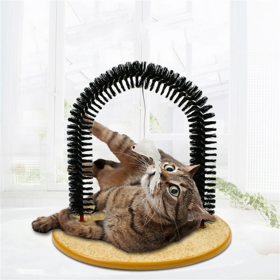 Cat Arch Self Groomer for Indoor Cats Back Scratcher Cat Grooming Massage Brush with Sturdy Cat Scratching Pad Durable Brusher
