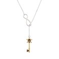 thumbnail image 2 of Delight Jewelry Goldtone Antiqued Beaded Skull Key Silver tone Elegant Infinity Lariat Necklace, 2 of 4