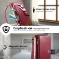 thumbnail image 5 of For Samsung Galaxy A51 4G Phone Case,With Card Slots,Zipper Pocket,Wrist Strap,Flip Folding Kickstand,Anti-Scratch Two-color PU Leather Shockproof Anti-fall Magnetic Closure Phone Case,Red, 5 of 8