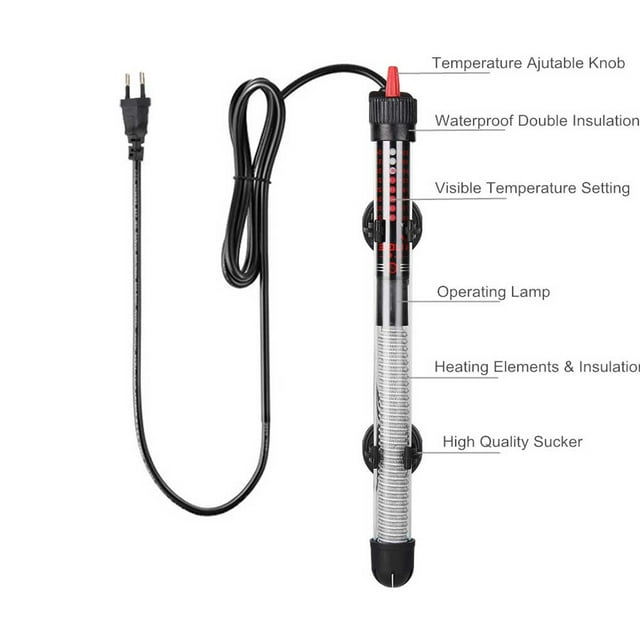 VONKY Chauffage Aquarium en Verre Hiver Automne Portable Ventouse Submersible Universel Double Unité Réservoir de Poissons EU 50W