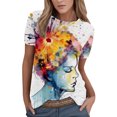thumbnail image 1 of Gibobby Blusa Casual de Mujer Camiseta con estampado de y flores de manga corta con cuello redondo y moda informal de verano para mujer(Amarillo,XL), 1 of 4