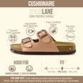 thumbnail image 2 of Cushionaire Lane Cork Footbed Sandals for Women – Comfortable Double Buckle Slip-On with Genuine Suede Footbed & Arch Support Slides for Women Footwear, 2 of 20