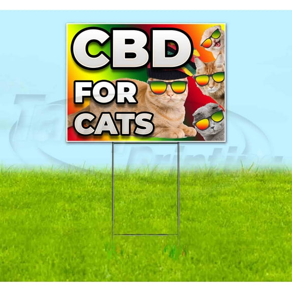 Cbd For Cats (18" x 24") Yard Sign, Includes Metal Step Stake